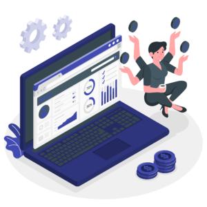 Illustration of multitasking with SpineLegal Software, boosting law firm efficiency through advanced analytics and tools.