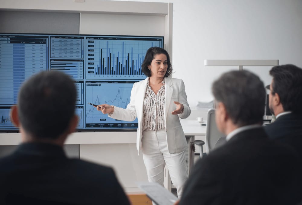 Business presentation using SpineLegal Software analytics for enhanced legal practice management.