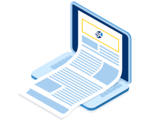 Illustration of SpineLegal Software interface on a laptop, showcasing efficient legal document management.