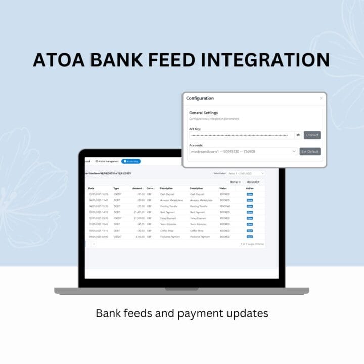 SpineLegal Software: Seamless ATOA bank feed integration for real-time payment updates and efficient financial management.
